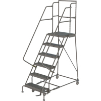 Deep Top Step Rolling Ladder, 6 Steps, 16" Step Width, 60" Platform Height, Steel VC768 | Rideout Tool & Machine Inc.