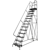 Deep Top Step Rolling Ladder, 13 Steps, 24" Step Width, 130" Platform Height, Steel Rideout Tool & Machine Inc.