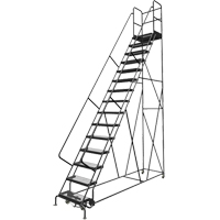 Deep Top Step Rolling Ladder, 15 Steps, 24" Step Width, 150" Platform Height, Steel Rideout Tool & Machine Inc.