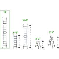 Telescoping Multi-Position Ladder, 2.916' - 9.75', Aluminum, 300 lbs., CSA Grade 1A VD689 | Rideout Tool & Machine Inc.