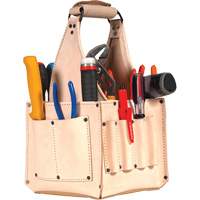 Porte-outils pour &eacute;lectricien et travaux d'entretien, Cuir, 17 pochettes, Beige Rideout Tool & Machine Inc.