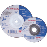 Saitech Ultimate Performance™ Grinding Wheel, 4" x 1/4", 3/8" arbor, Aluminum Oxide, Type 27 VU962 | Rideout Tool & Machine Inc.