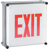 Aqua NEMA 4x Exit Signs, LED, Hardwired, 11-3/4" L x 11-3/4" W, English XB928 | Rideout Tool & Machine Inc.
