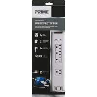 Limiteurs de surtension avec chargeur USB, 4 Prises, 1200 J, 1875 W, Cordon 4' Rideout Tool & Machine Inc.