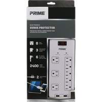 Limiteurs de surtension avec chargeur USB, 8 Prises, 2400 J, 1875 W, Cordon 6' Rideout Tool & Machine Inc.