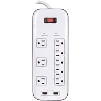 Limiteurs de surtension avec chargeur USB, 8 Prises, 2400 J, 1875 W, Cordon 6' Rideout Tool & Machine Inc.