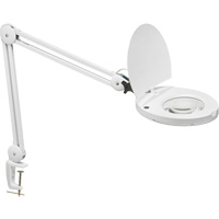 Lampe loupe DEL avec support en A, Dioptrie 3, Ampoule DEL, Bras de 47", Pinces serre-joints, Blanc Rideout Tool & Machine Inc.