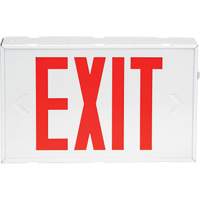 Exit Sign, LED, Battery Operated/Hardwired, 12-1/5" L x 7-1/2" W, English XI788 | Rideout Tool & Machine Inc.