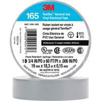 Temflex™ General Use Vinyl Electrical Tape 165, 19 mm (3/4") x 18 M (60'), Grey, 6 mils XI864 | Rideout Tool & Machine Inc.
