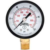 Manomètre économique,  2", 0 - 100 psi, Fixation inférieure, Analogique YB876 | Rideout Tool & Machine Inc.