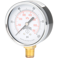 Manomètre,  2-1/2", 0 - 100 psi, Fixation inférieure, Analogique YB882 | Rideout Tool & Machine Inc.